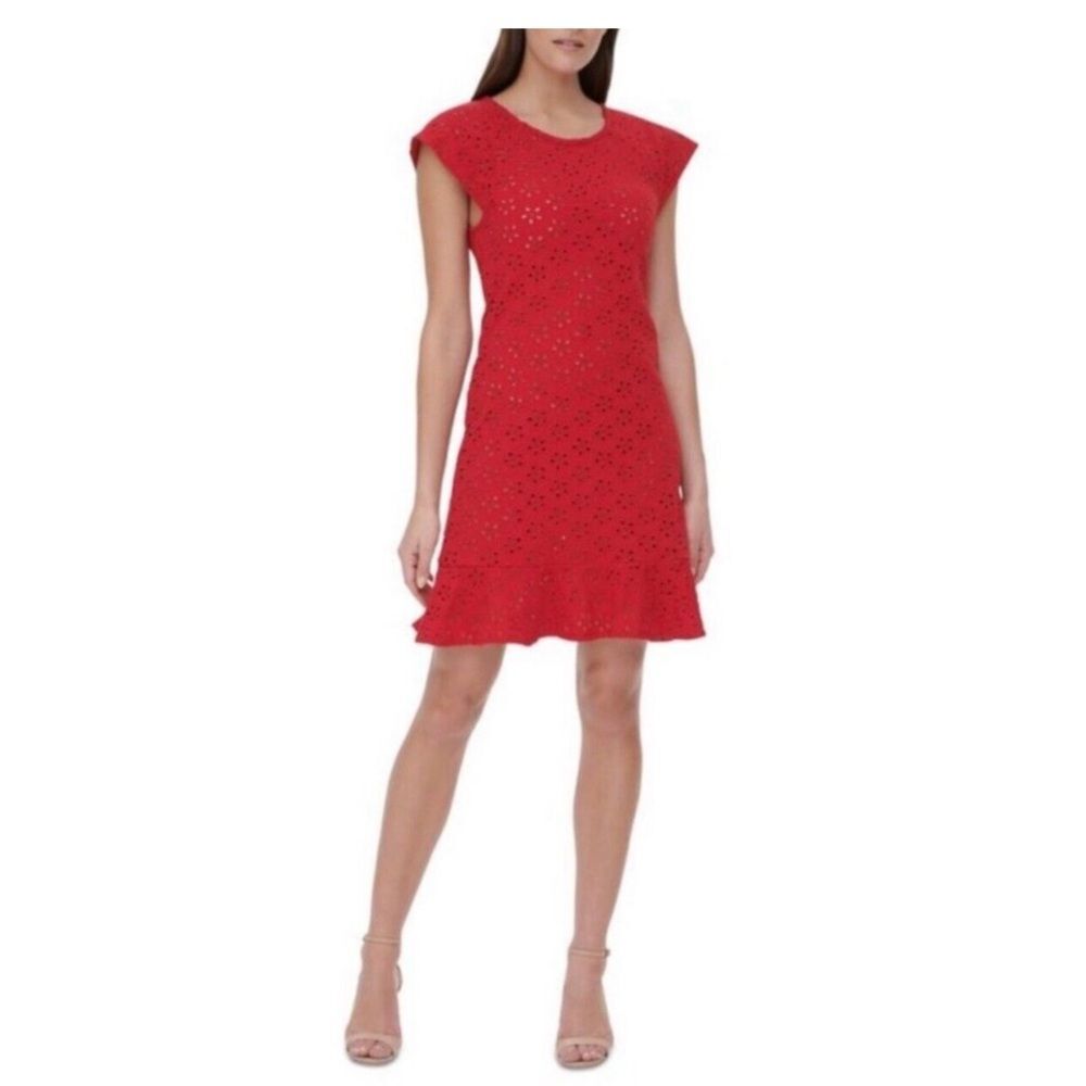 Tommy Hilfiger Red Floral Lace Dress